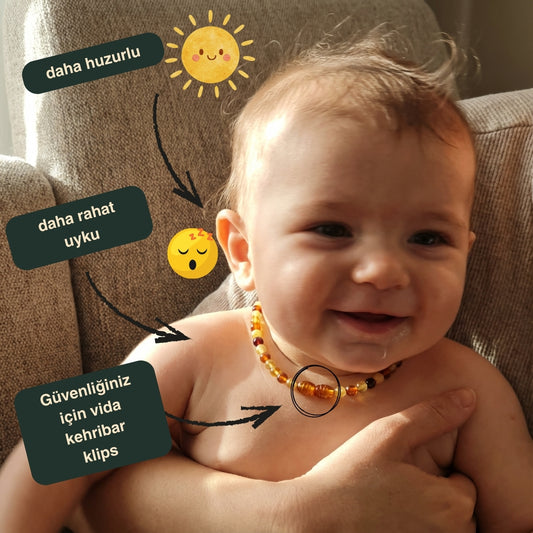 Bebek Kehribar Cappucino Kolye