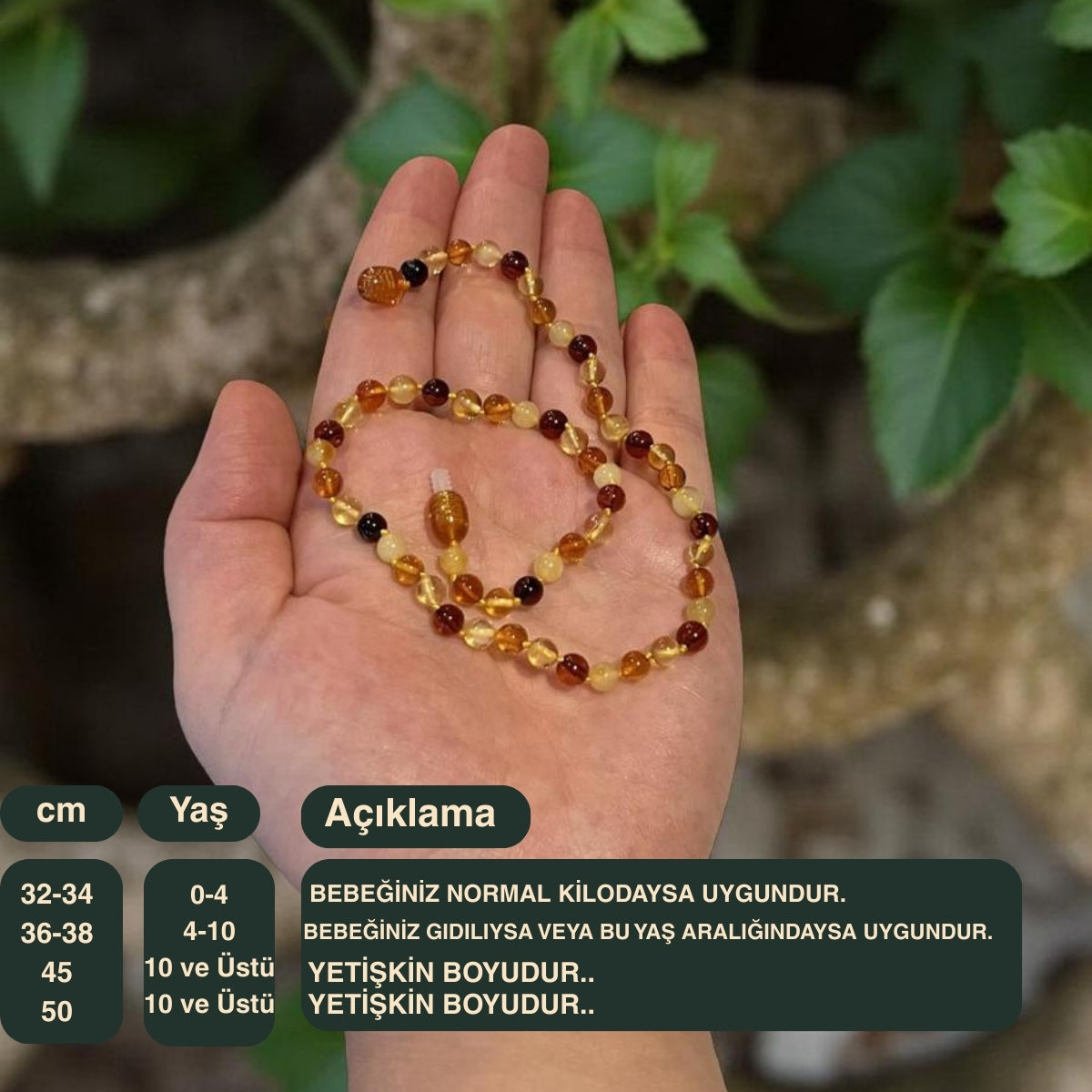 Bebek Kehribar Cappucino Kolye