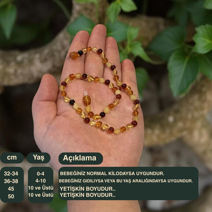 Bebek Kehribar Cappucino Kolye