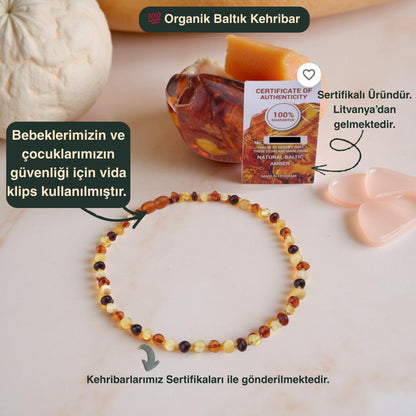 Bebek Kehribar Cappucino Kolye