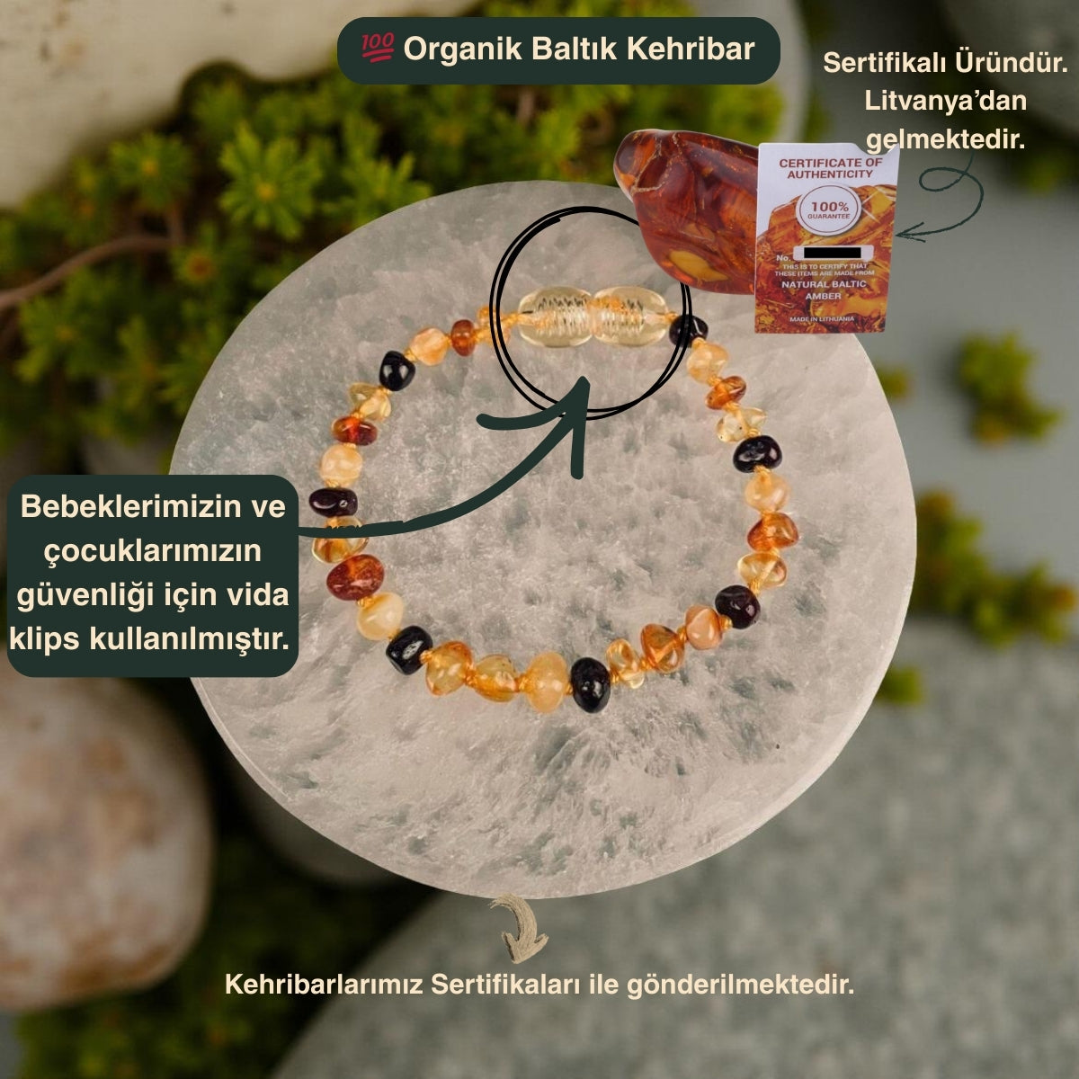 Bebek Kehribar Cappucino Bileklik