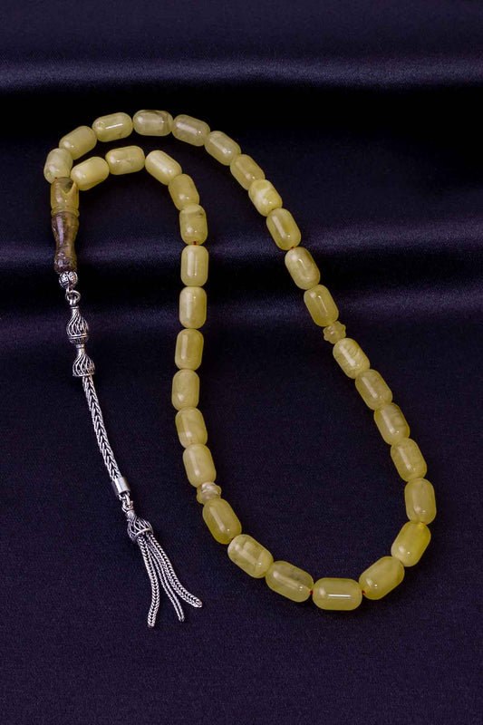 Sertifikalı Damla Kehribar Tesbih (925 Ayar Gümüş Aparatlı)